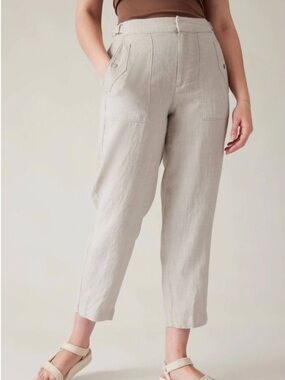 NWT Athleta Voyager Linen Pant in Undyed Ivory/Beige